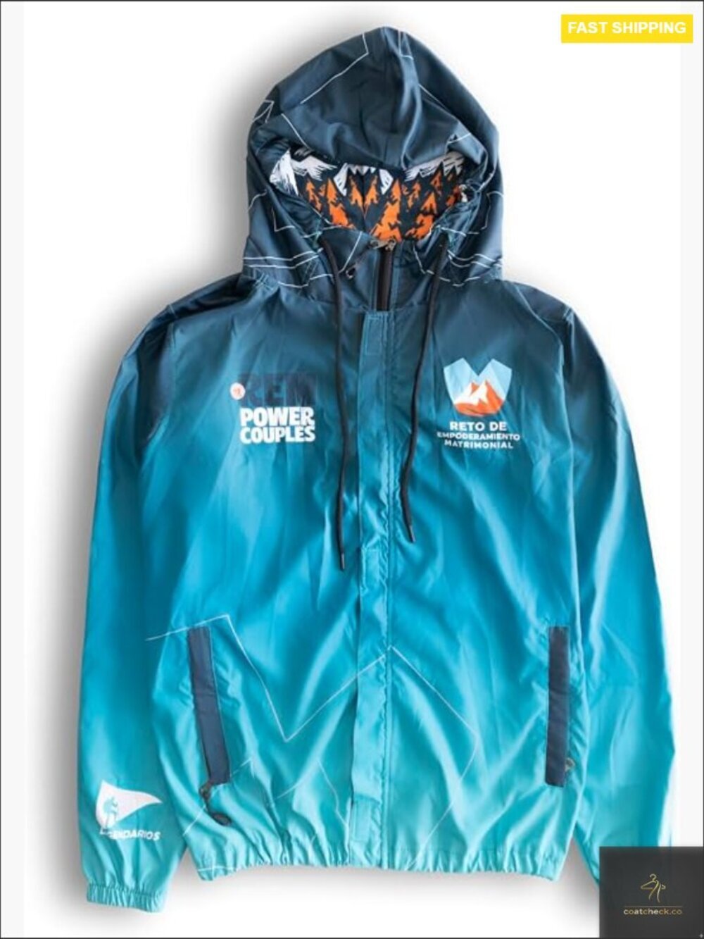Lightweight Hooded Windbreaker Jacket with Inspirational Prints Zip Front
